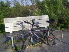 Mon vélo au sommet du mont Laurier avec mon GPS