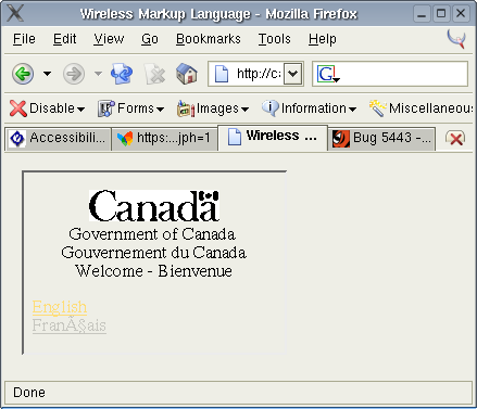 Site du gouvernement du canada en version wap